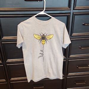 Gray T-Shirt with Yellow Bee Design